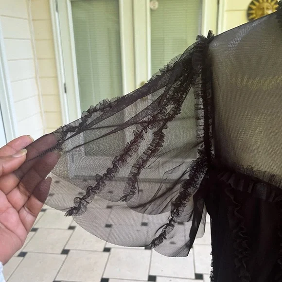 Boden Black Flutter Sleeve Maxi Gown. Size 14R. NWT. - Picture 3 of 11